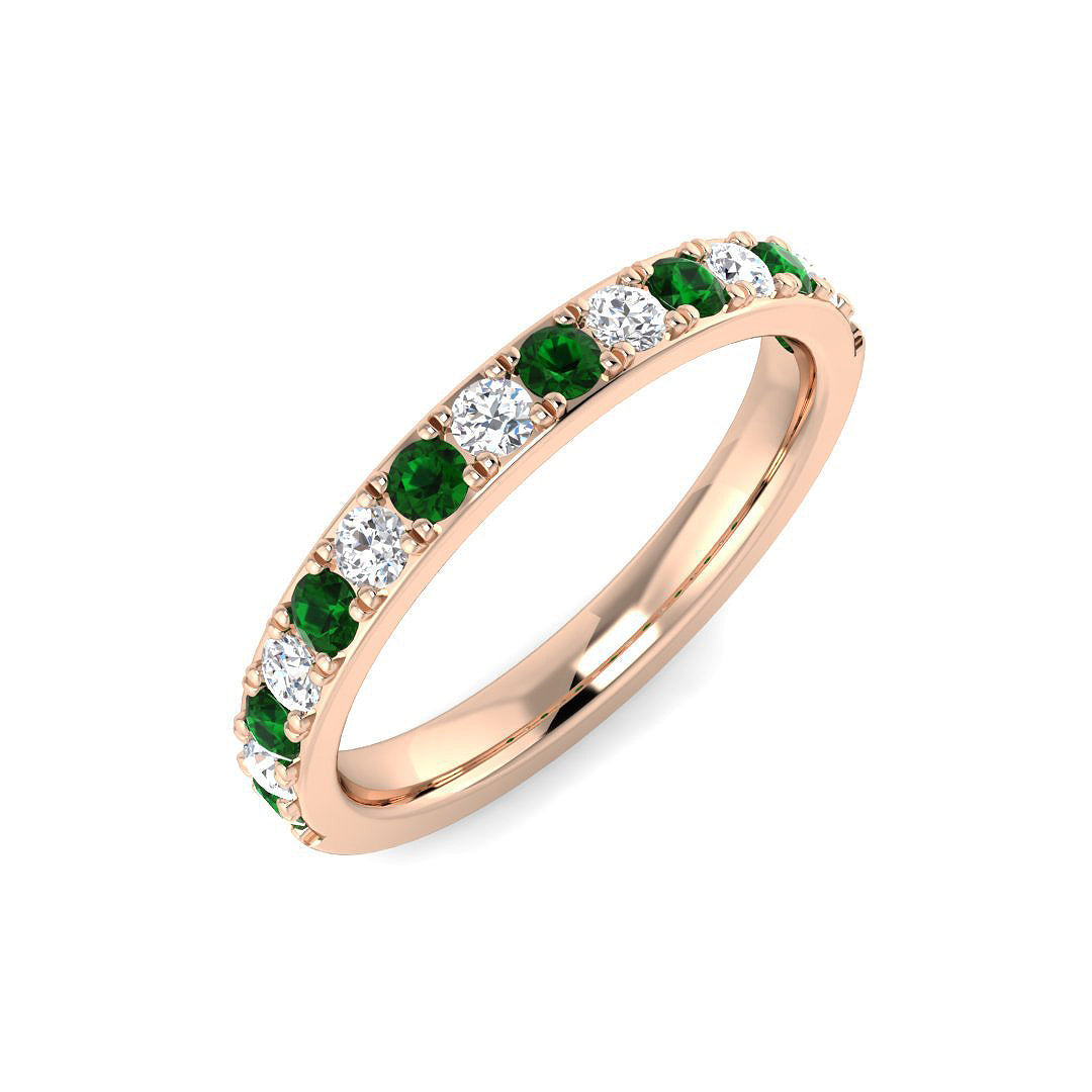 Elegant 0.50Ct Emerald and Diamond Alternating Eternity Band in 10K/14K gold and platinum with certified lab-grown or natural diamonds