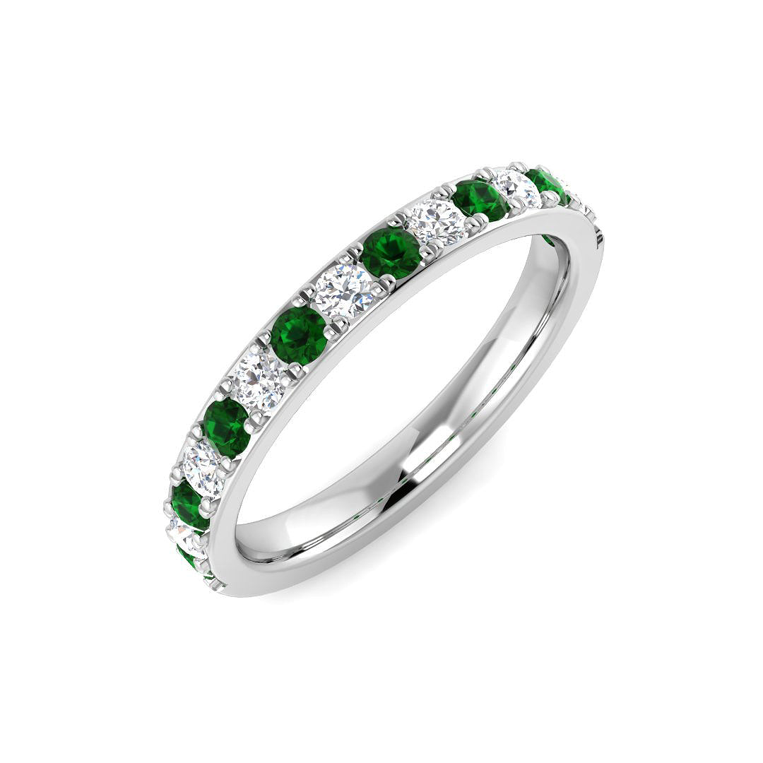Elegant 0.50Ct Emerald and Diamond Alternating Eternity Band in 10K/14K gold and platinum with certified lab-grown or natural diamonds