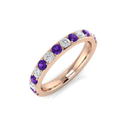 Round Diamond & Amethyst Half Eternity Ring 0.75ct in 10K/14K gold and platinum with certified lab-grown or natural diamonds