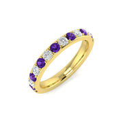 Round Diamond & Amethyst Half Eternity Ring 0.75ct in 10K/14K gold and platinum with certified lab-grown or natural diamonds