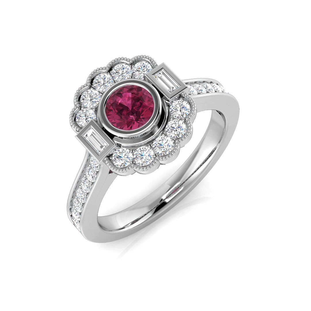 Diamond Derby Pink Tourmaline Ring in 10K/14K gold and platinum with certified lab-grown or natural diamonds