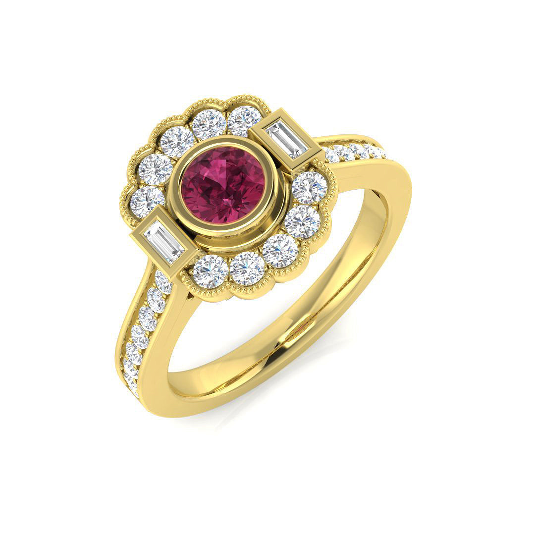 Diamond Derby Pink Tourmaline Ring in 10K/14K gold and platinum with certified lab-grown or natural diamonds