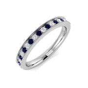 Alternating Sapphire & Diamond Half Eternity Band Ring in 10K/14K gold and platinum with certified lab-grown or natural diamonds