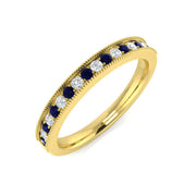 Alternating Sapphire & Diamond Half Eternity Band Ring in 10K/14K gold and platinum with certified lab-grown or natural diamonds