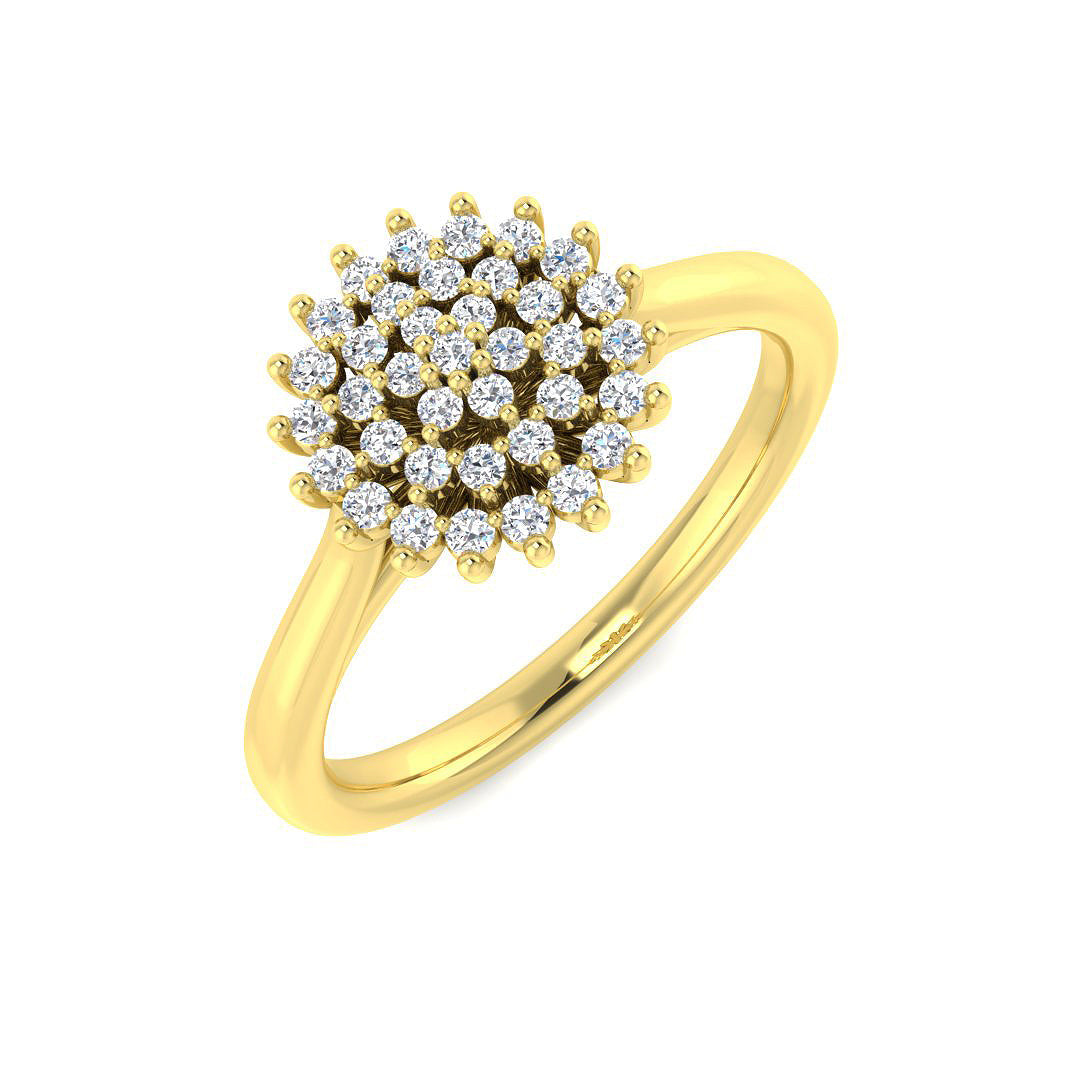 Round Diamond Floral Cluster Ring 0.20ct in 10K/14K gold and platinum with certified lab-grown or natural diamonds