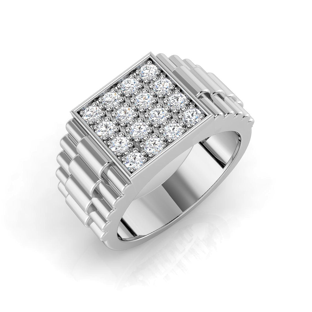 Men’s Square Cluster Diamond Ring in 10K/14K gold and platinum with certified lab-grown or natural diamonds