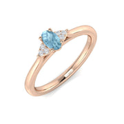 Oval Aquamarine Ring with Natural Round Diamonds in 10K/14K gold and platinum with certified lab-grown or natural diamonds