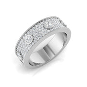 Round Cut Natural Diamond Wide Pave Band Ring with Bezel Set Diamonds in 10K/14K gold and platinum with certified lab-grown or natural diamonds