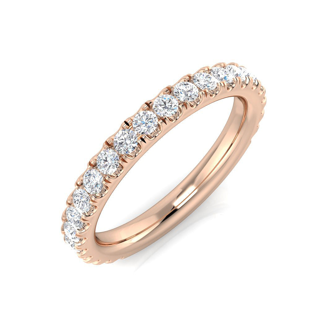 Round Diamond Lab & Natural Half Eternity Ring 0.50 Ct Pave in 10K/14K gold and platinum with certified lab-grown or natural diamonds