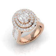 Baguette and Round Diamond Cocktails Ring. in 10K/14K gold and platinum with certified lab-grown or natural diamonds
