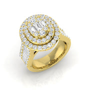 Baguette and Round Diamond Cocktails Ring. in 10K/14K gold and platinum with certified lab-grown or natural diamonds