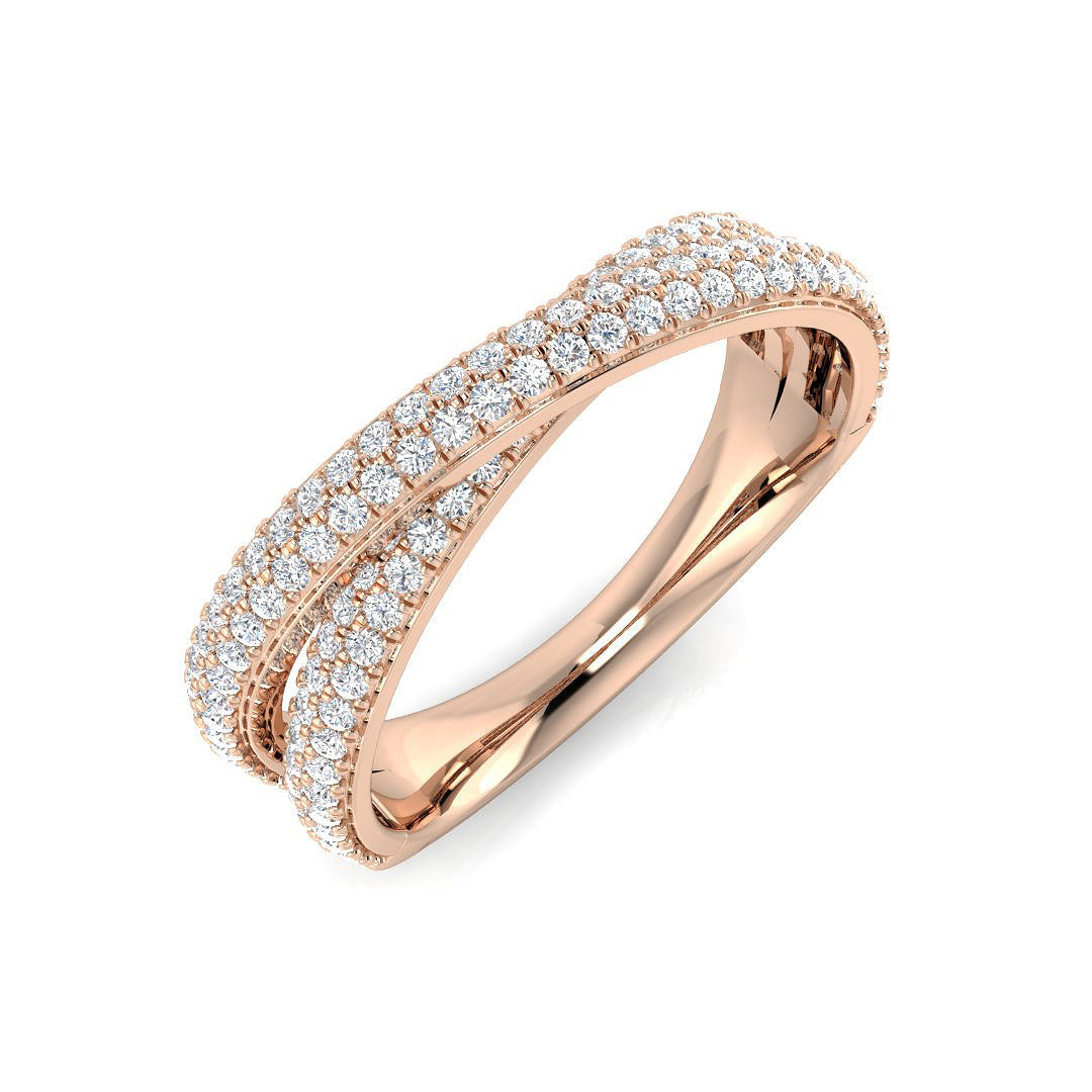Diamond Pavé Crossover Band Ring 0.33 in 10K/14K gold and platinum with certified lab-grown or natural diamonds