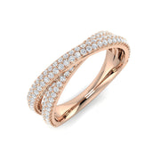 Diamond Pavé Crossover Band Ring 0.33 in 10K/14K gold and platinum with certified lab-grown or natural diamonds