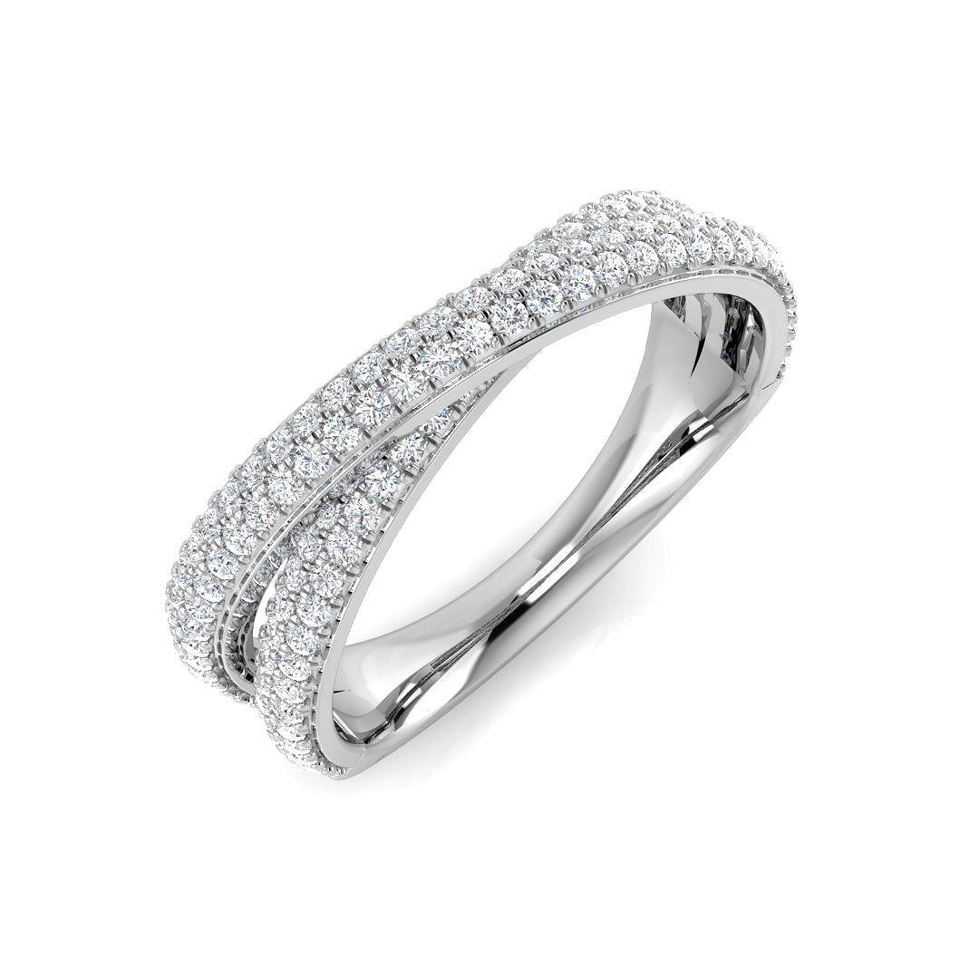 Diamond Pavé Crossover Band Ring 0.33 in 10K/14K gold and platinum with certified lab-grown or natural diamonds