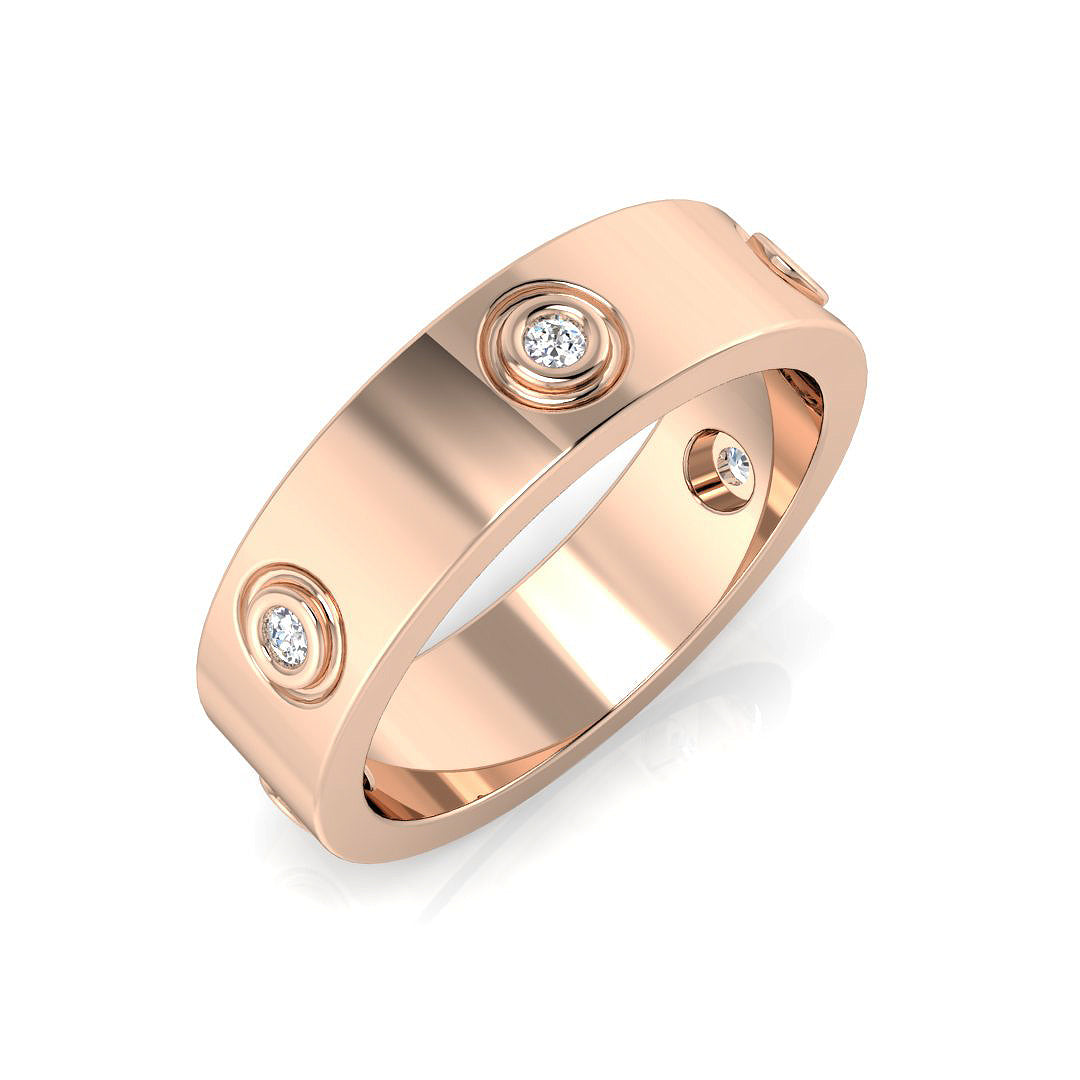 0.10Ct Screw Motif Diamond Ring in 10K/14K gold and platinum with certified lab-grown or natural diamonds