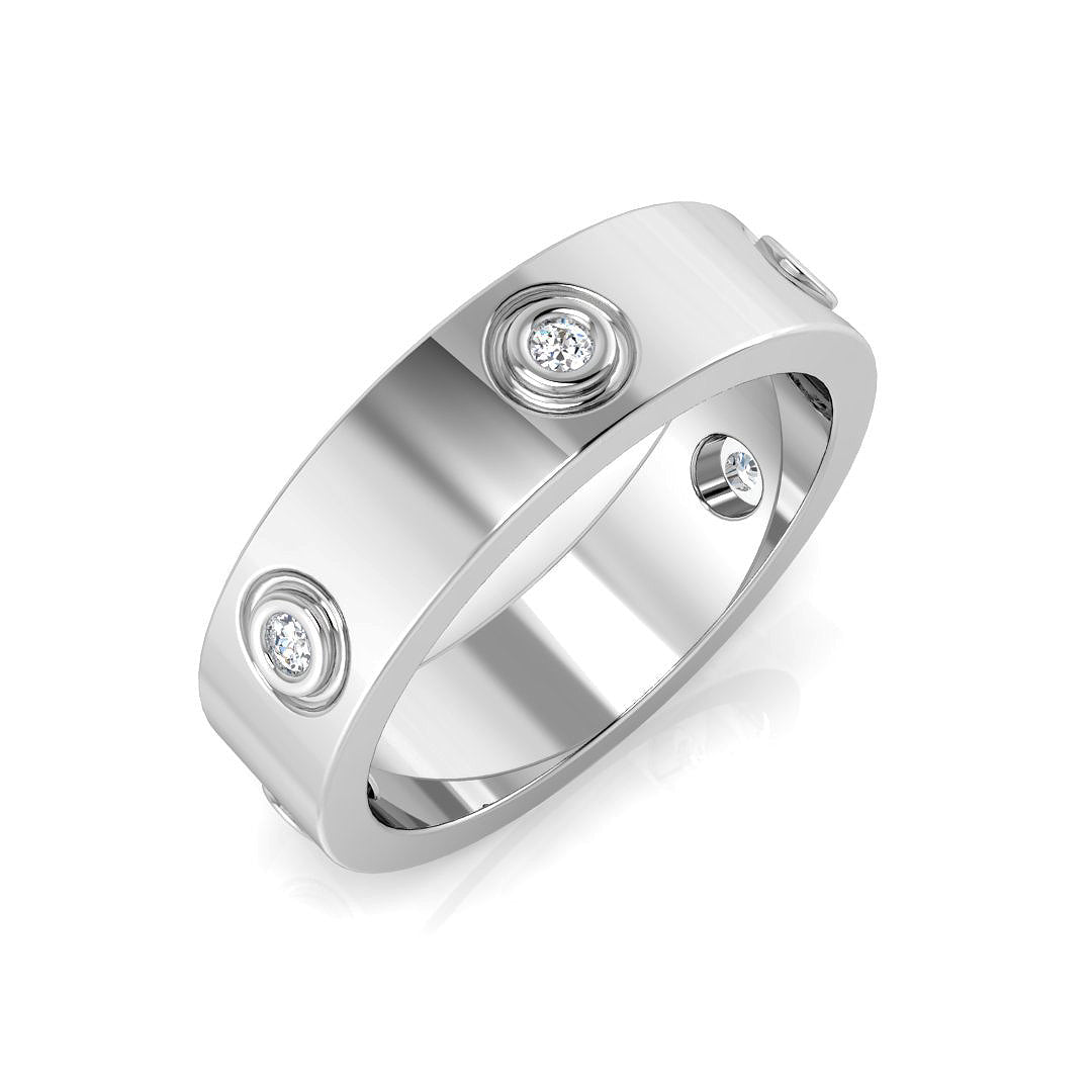 0.10Ct Screw Motif Diamond Ring in 10K/14K gold and platinum with certified lab-grown or natural diamonds