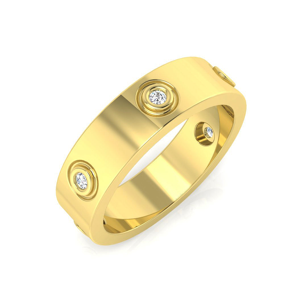 0.10Ct Screw Motif Diamond Ring in 10K/14K gold and platinum with certified lab-grown or natural diamonds