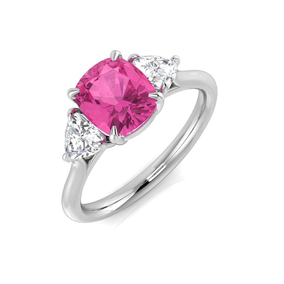 Diamond Radiabt Pink Sapphire Ring in 10K/14K gold and platinum with certified lab-grown or natural diamonds