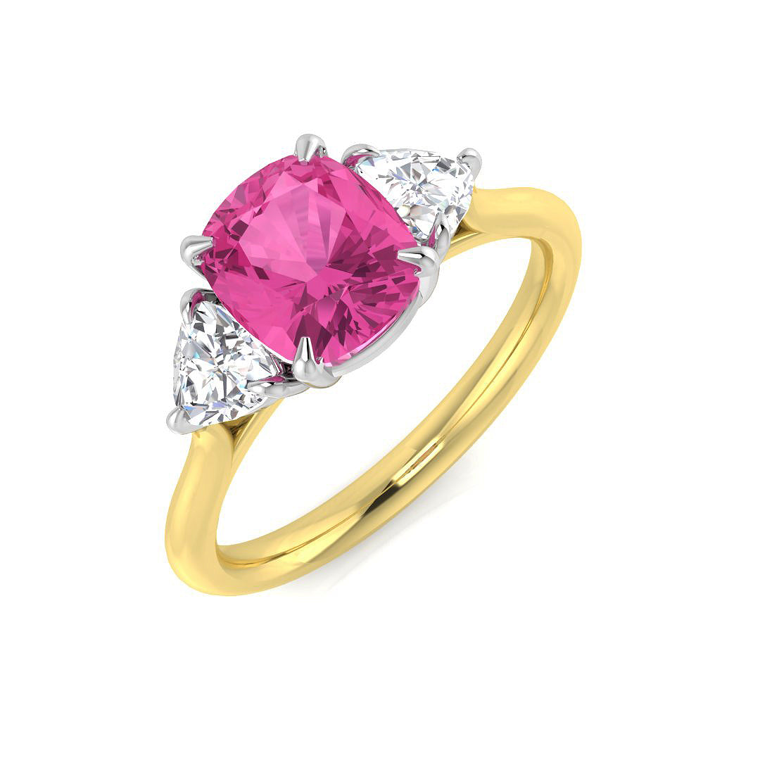 Diamond Radiabt Pink Sapphire Ring in 10K/14K gold and platinum with certified lab-grown or natural diamonds