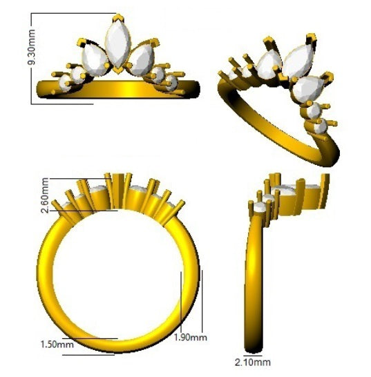 Multi Diamond Wishbone Ring in 10K/14K gold and platinum with certified lab-grown or natural diamonds