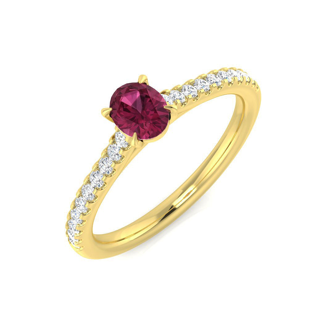 Diamond Lisson Pink Tourmaline Ring in 10K/14K gold and platinum with certified lab-grown or natural diamonds