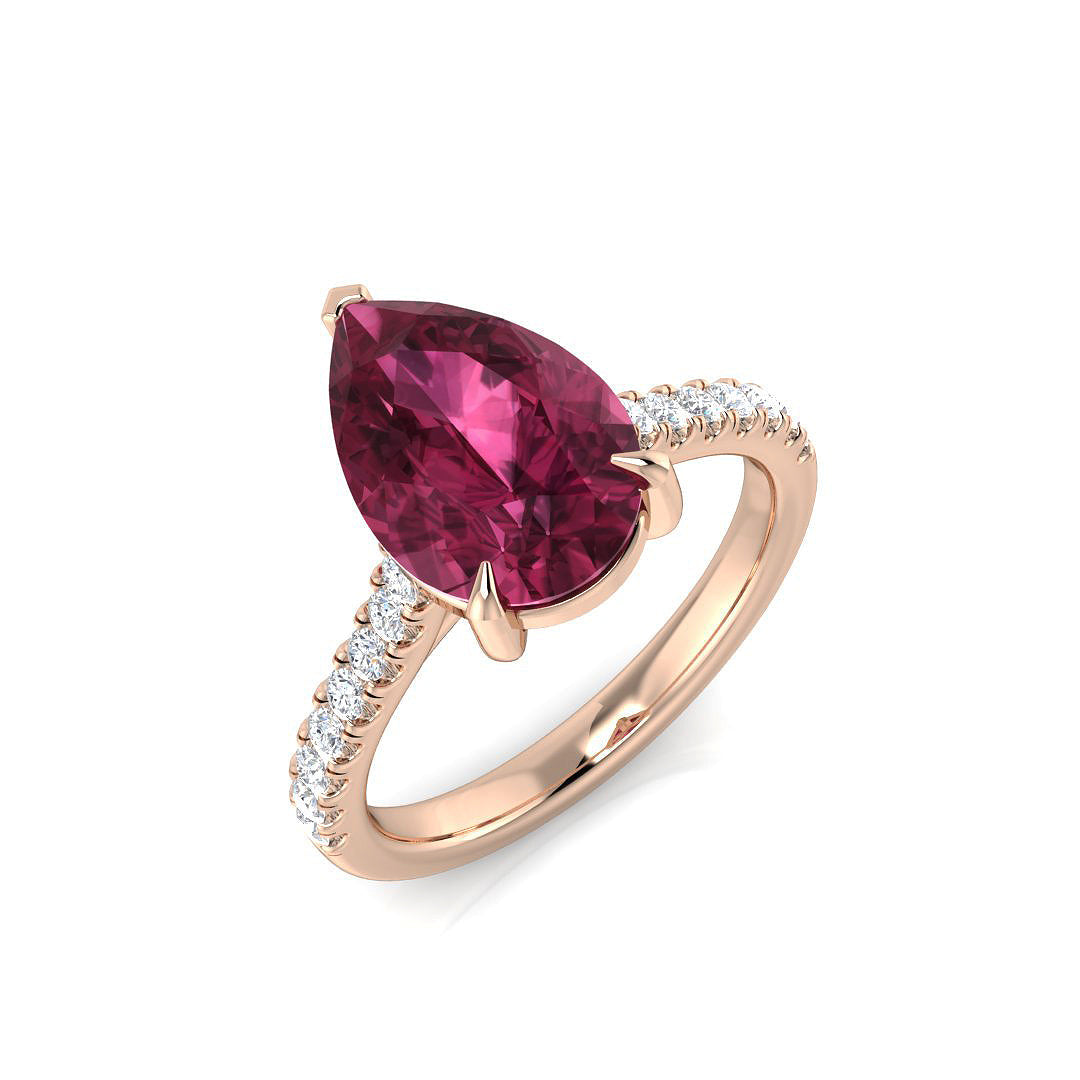 Diamond Primrose Pink Tourmaline Ring in 10K/14K gold and platinum with certified lab-grown or natural diamonds