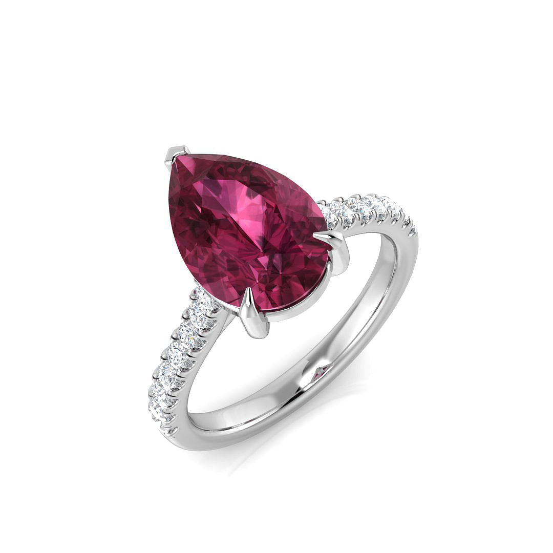 Diamond Primrose Pink Tourmaline Ring in 10K/14K gold and platinum with certified lab-grown or natural diamonds