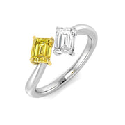 Lab-Grown & Natural Emerald-Cut Two-Stone Diamond Ring in 10K/14K gold and platinum with certified lab-grown or natural diamonds