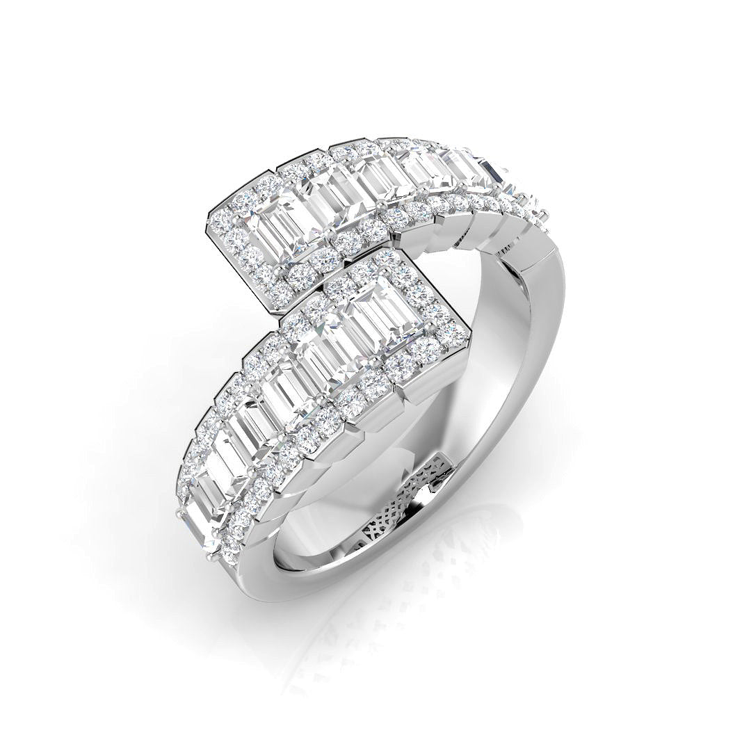 Baguette and Round Diamond Half Eternity Ring in 10K/14K gold and platinum with certified lab-grown or natural diamonds