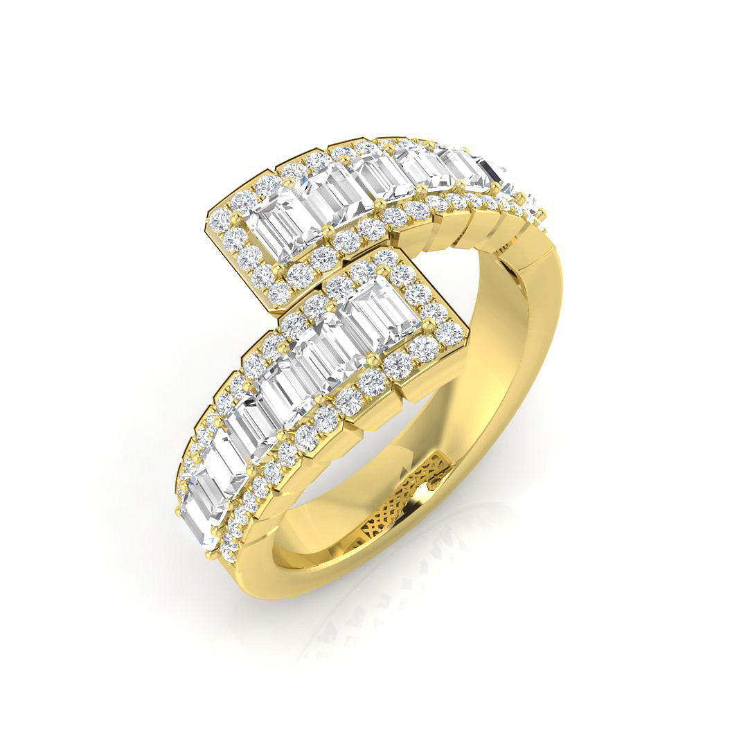 Baguette and Round Diamond Half Eternity Ring in 10K/14K gold and platinum with certified lab-grown or natural diamonds