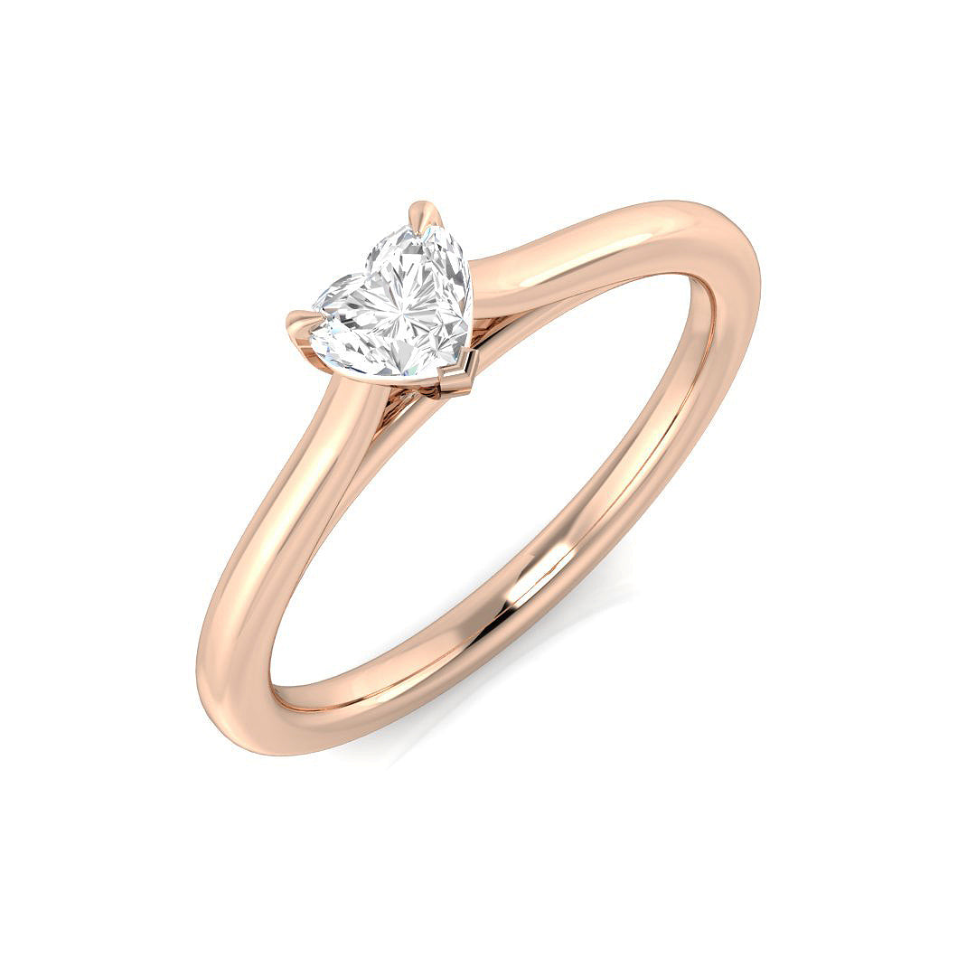 Heart Shape Diamond Solitaire Ring 0.15ct in 10K/14K gold and platinum with certified lab-grown or natural diamonds