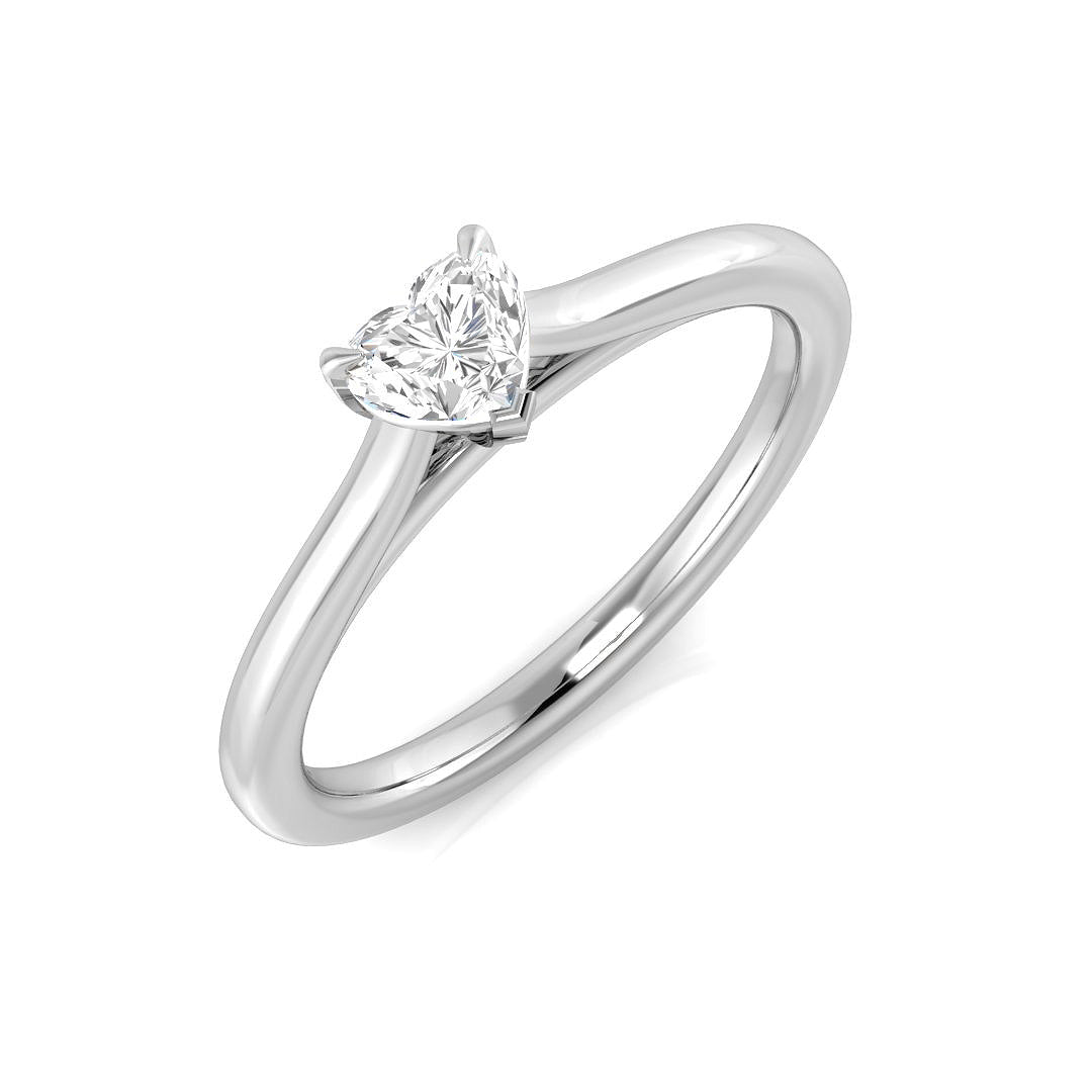 Heart Shape Diamond Solitaire Ring 0.15ct in 10K/14K gold and platinum with certified lab-grown or natural diamonds