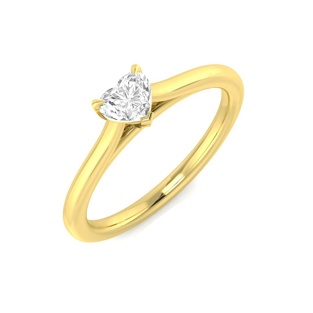 Heart Shape Diamond Solitaire Ring 0.15ct in 10K/14K gold and platinum with certified lab-grown or natural diamonds