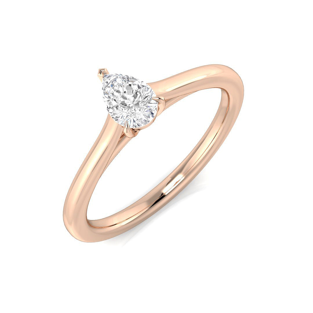 Pear Shape Diamond Solitaire Ring 0.30ct in 10K/14K gold and platinum with certified lab-grown or natural diamonds