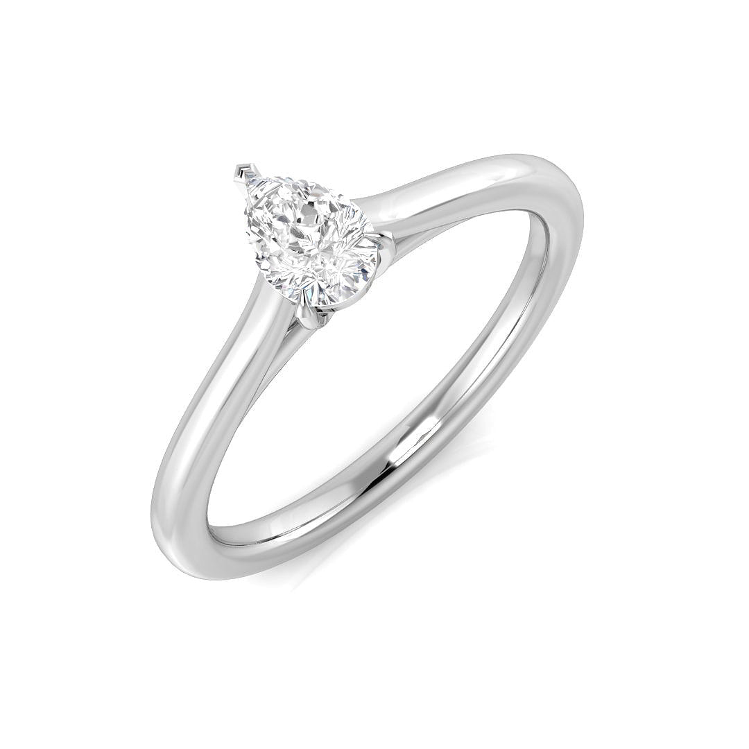 Pear Shape Diamond Solitaire Ring 0.30ct in 10K/14K gold and platinum with certified lab-grown or natural diamonds