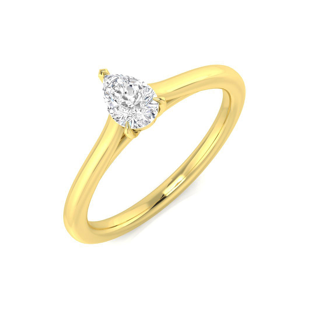 Pear Shape Diamond Solitaire Ring 0.30ct in 10K/14K gold and platinum with certified lab-grown or natural diamonds