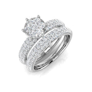 Natural Round Cut Diamond Solitaire Bridal Set Cluster Ring. in 10K/14K gold and platinum with certified lab-grown or natural diamonds