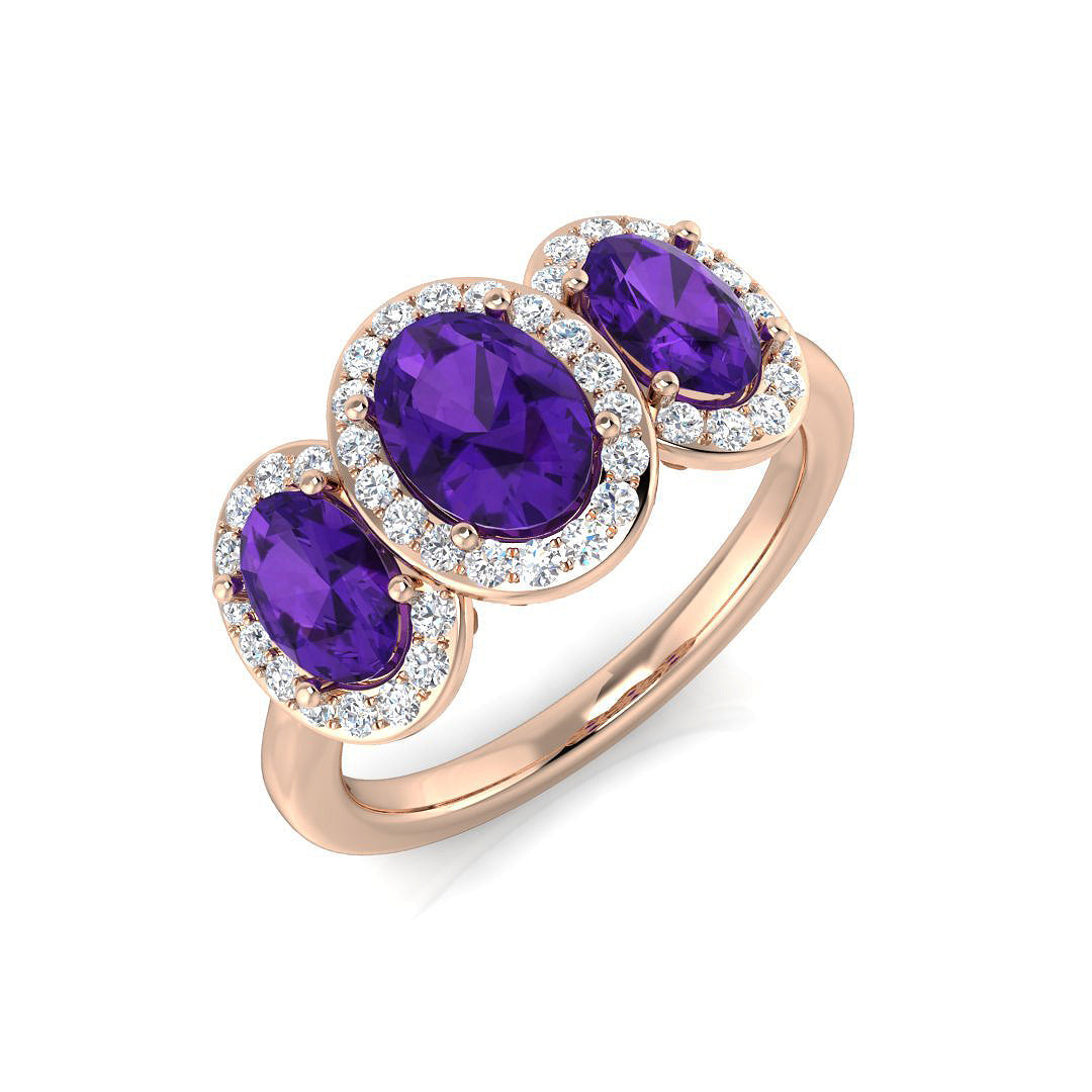 Diamond Blackwood Amethyst Ring in 10K/14K gold and platinum with certified lab-grown or natural diamonds