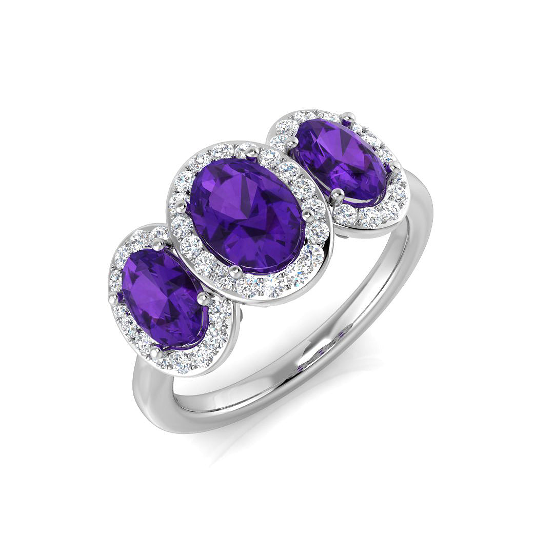 Diamond Blackwood Amethyst Ring in 10K/14K gold and platinum with certified lab-grown or natural diamonds