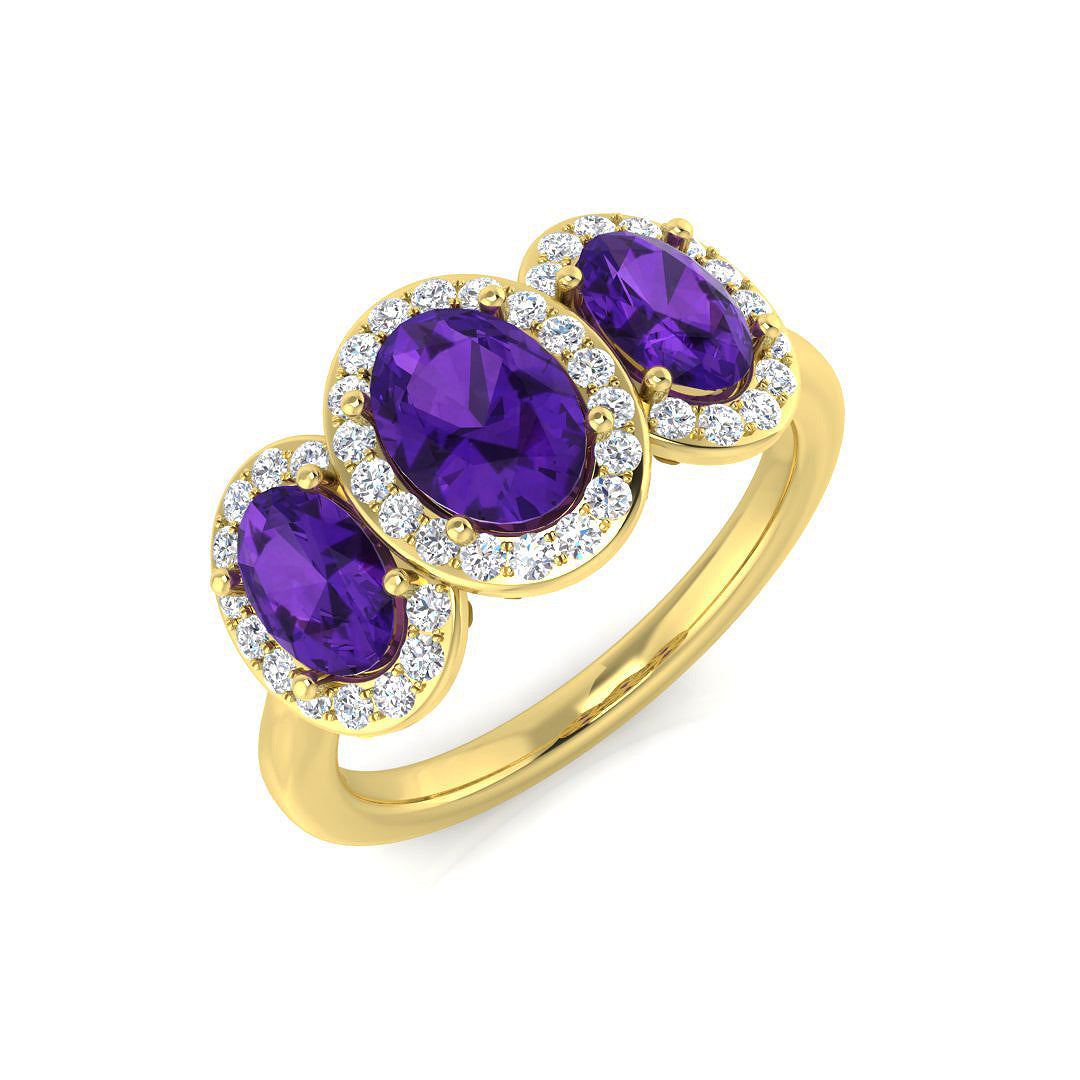 Diamond Blackwood Amethyst Ring in 10K/14K gold and platinum with certified lab-grown or natural diamonds