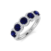 Diamond Colchekter Colour Halo 5 Stone Ring in 10K/14K gold and platinum with certified lab-grown or natural diamonds