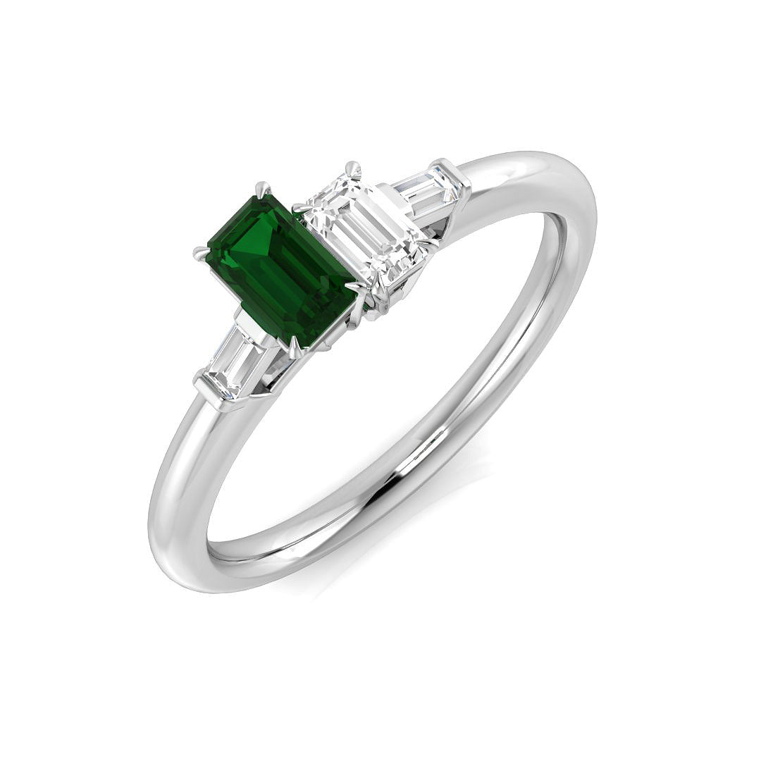 Diamond Kilmarbock Emerald Ring in 10K/14K gold and platinum with certified lab-grown or natural diamonds