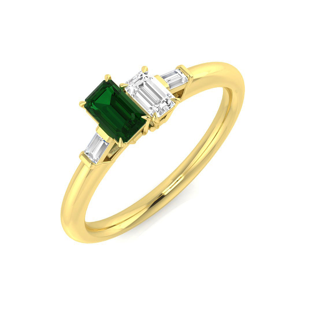 Diamond Kilmarbock Emerald Ring in 10K/14K gold and platinum with certified lab-grown or natural diamonds