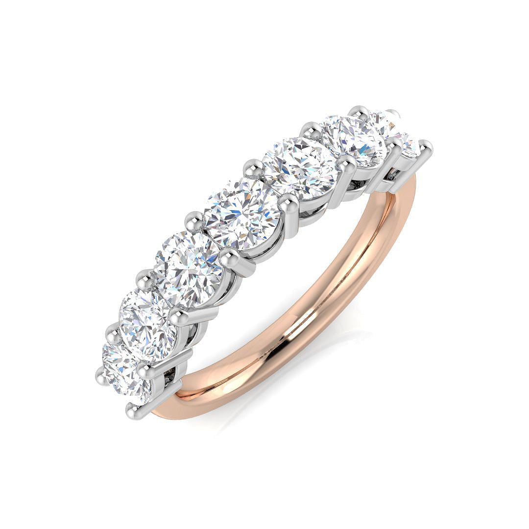 2.25Ct 7 Stone Diamond Half Eternity Ring in 10K/14K gold and platinum with certified lab-grown or natural diamonds