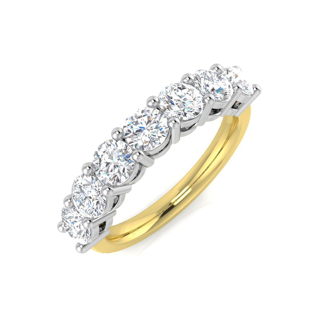 2.25Ct 7 Stone Diamond Half Eternity Ring in 10K/14K gold and platinum with certified lab-grown or natural diamonds