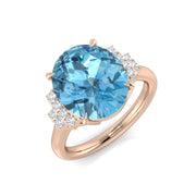 Aquamarine Pave Diamond Ring in 10K/14K gold and platinum with certified lab-grown or natural diamonds