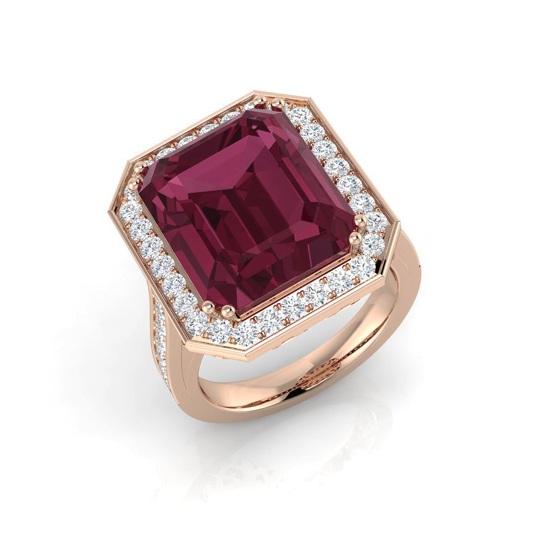 Diamond Hatfield Pink Tourmaline Ring in 10K/14K gold and platinum with certified lab-grown or natural diamonds