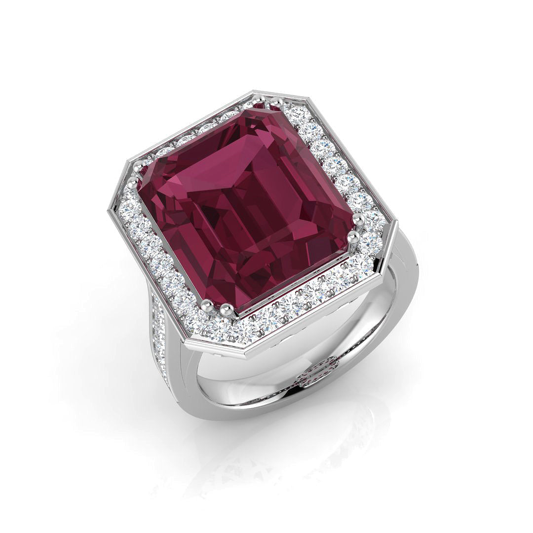 Diamond Hatfield Pink Tourmaline Ring in 10K/14K gold and platinum with certified lab-grown or natural diamonds