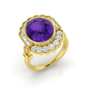 Diamond Pobtypool Amethyst Ring in 10K/14K gold and platinum with certified lab-grown or natural diamonds