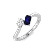 Toi Et Moi Sapphire Ring with Oval Natural Diamond in 10K/14K gold and platinum with certified lab-grown or natural diamonds